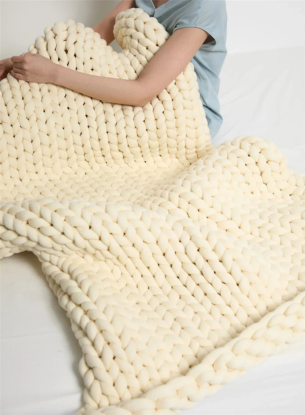 Handmade Chunky Knit Throw Weighted Blanket