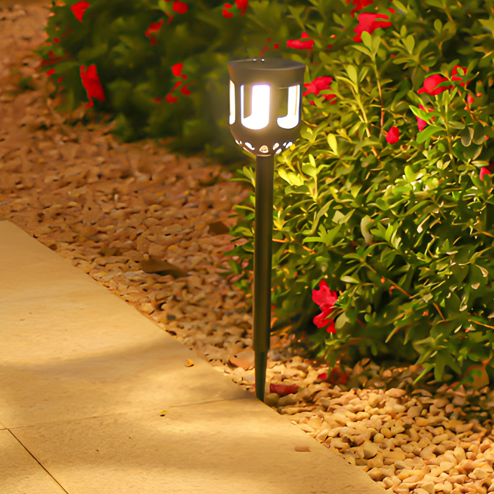 4er-Set moderne schwarze Solar-LED-Wegleuchten
