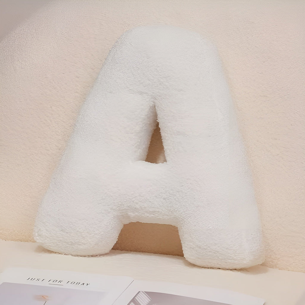 White Letter Decorative Pillow