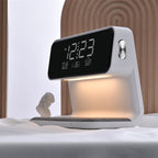 3-in-1 Nachttischlampe mit kabellosem Ladegerät und Wecker