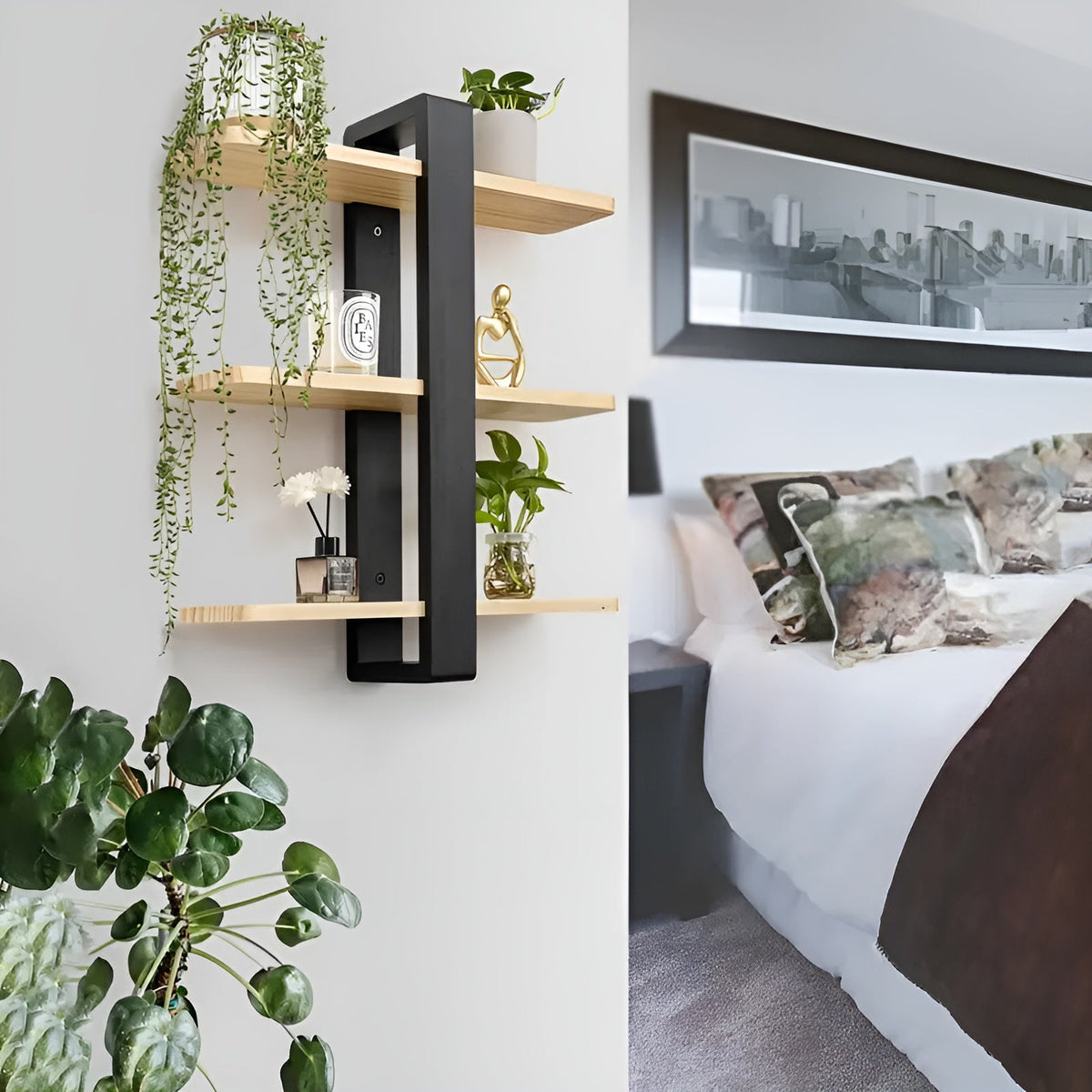NordWood 3-Level Solid Pine Wall Shelf
