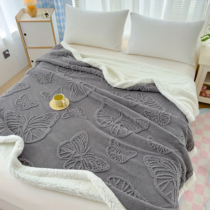 Soft Fleece Blanket with Butterfly Design