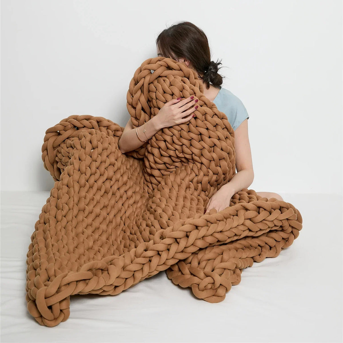Handmade Chunky Knit Throw Weighted Blanket