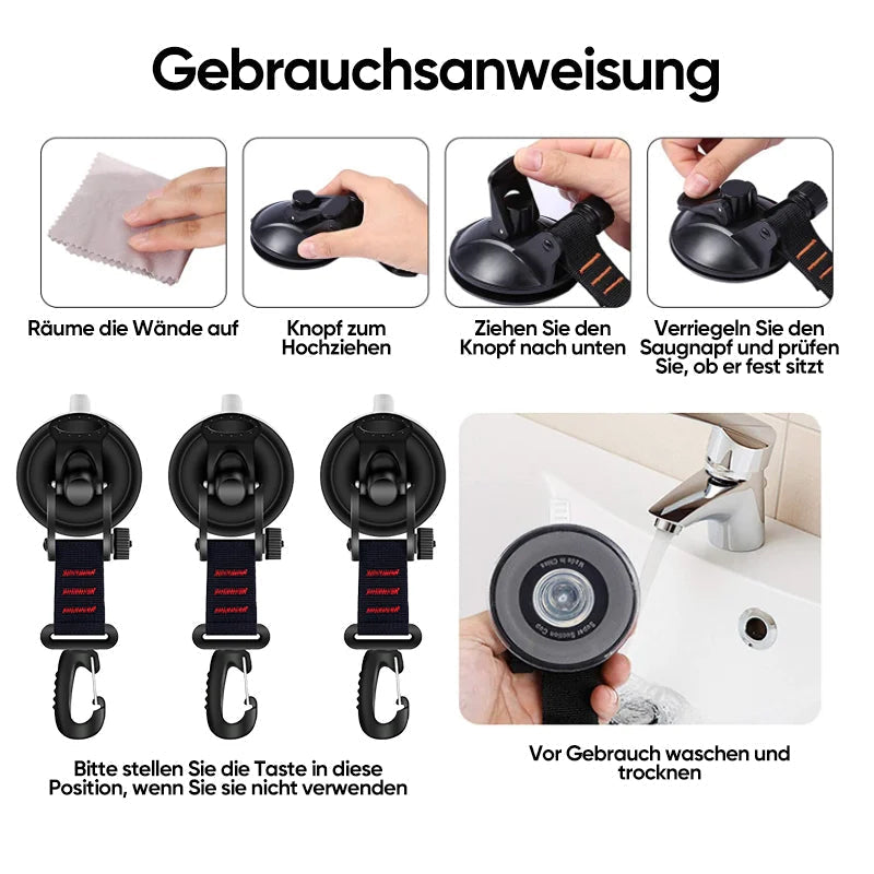 Robuster Vakuum-Saugknopf mit Haken
