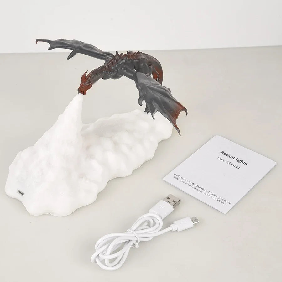 3D-Druck LED-Feuerdrachen-Nachtlampe