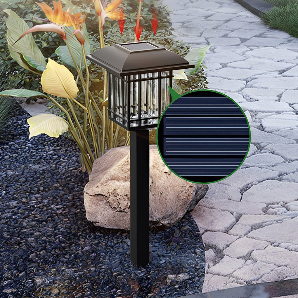 2er-Set Vintage quadratische, wasserdichte LED-Solar-Rasenleuchten