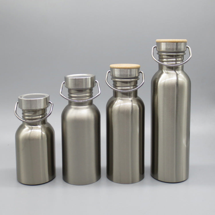 Thermo Drinking Bottle with Wooden Lid