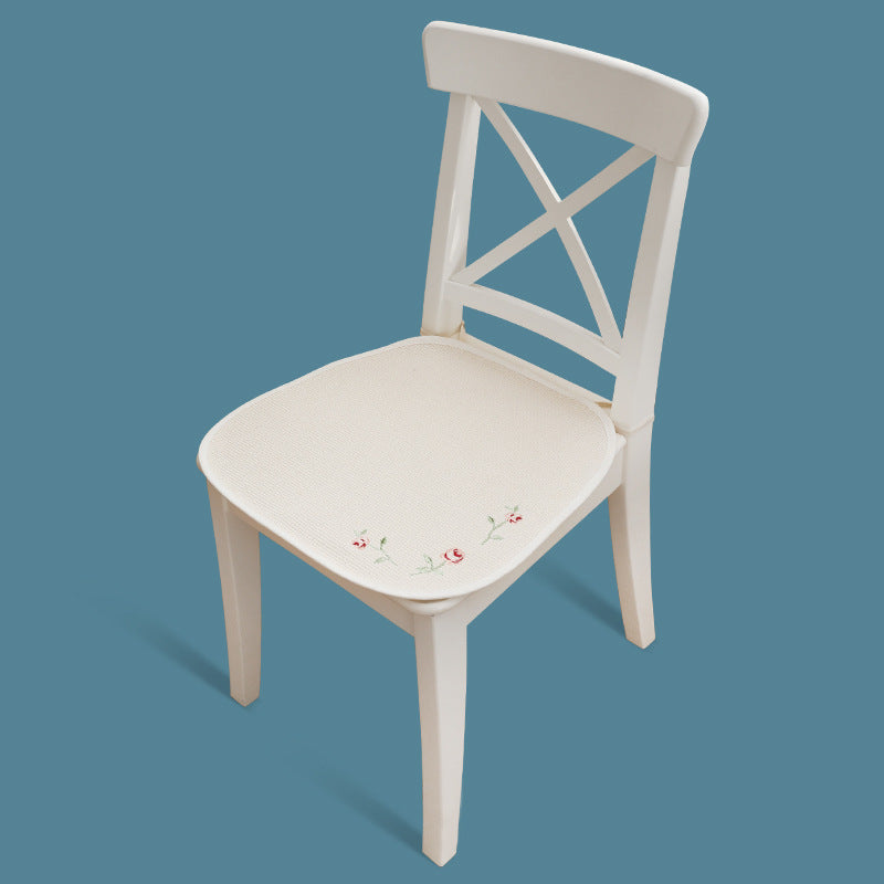 Padded Chair Seat Cushion in Checked Retro Jacquard with Ties