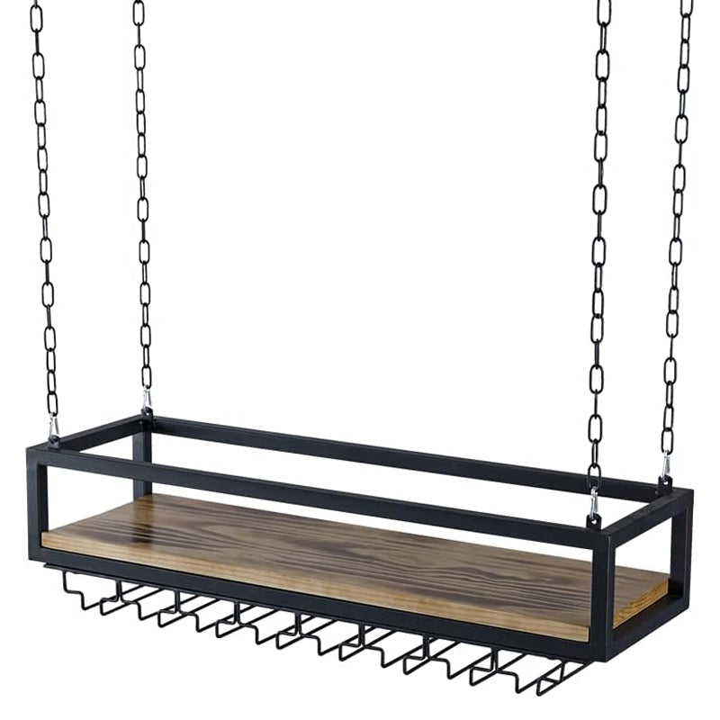39-Inch Ceiling Mounted Wine Rack with Glass Holder