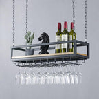 39-Inch Ceiling Mounted Wine Rack with Glass Holder