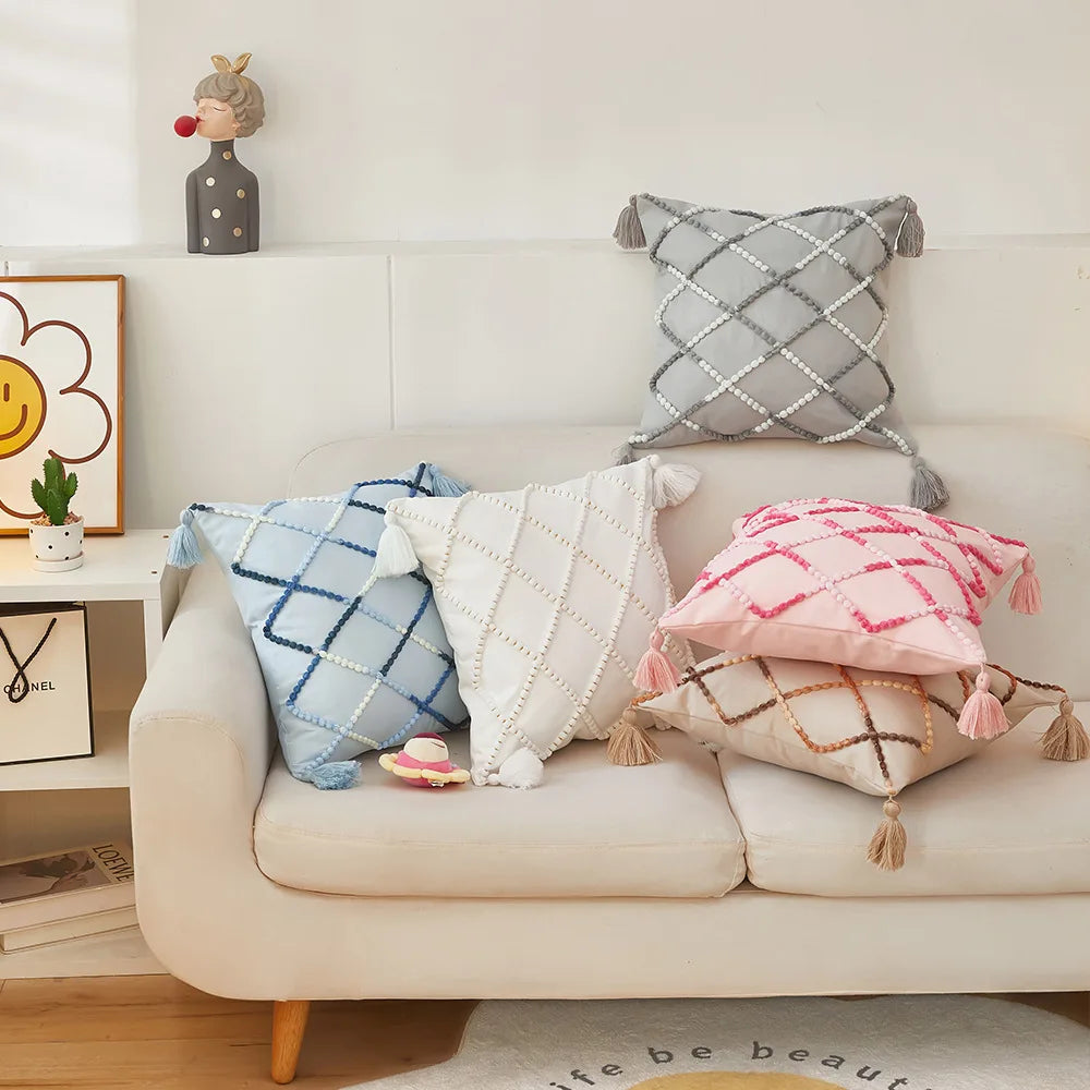 Nordic Geometric Tassel Cushion Cover