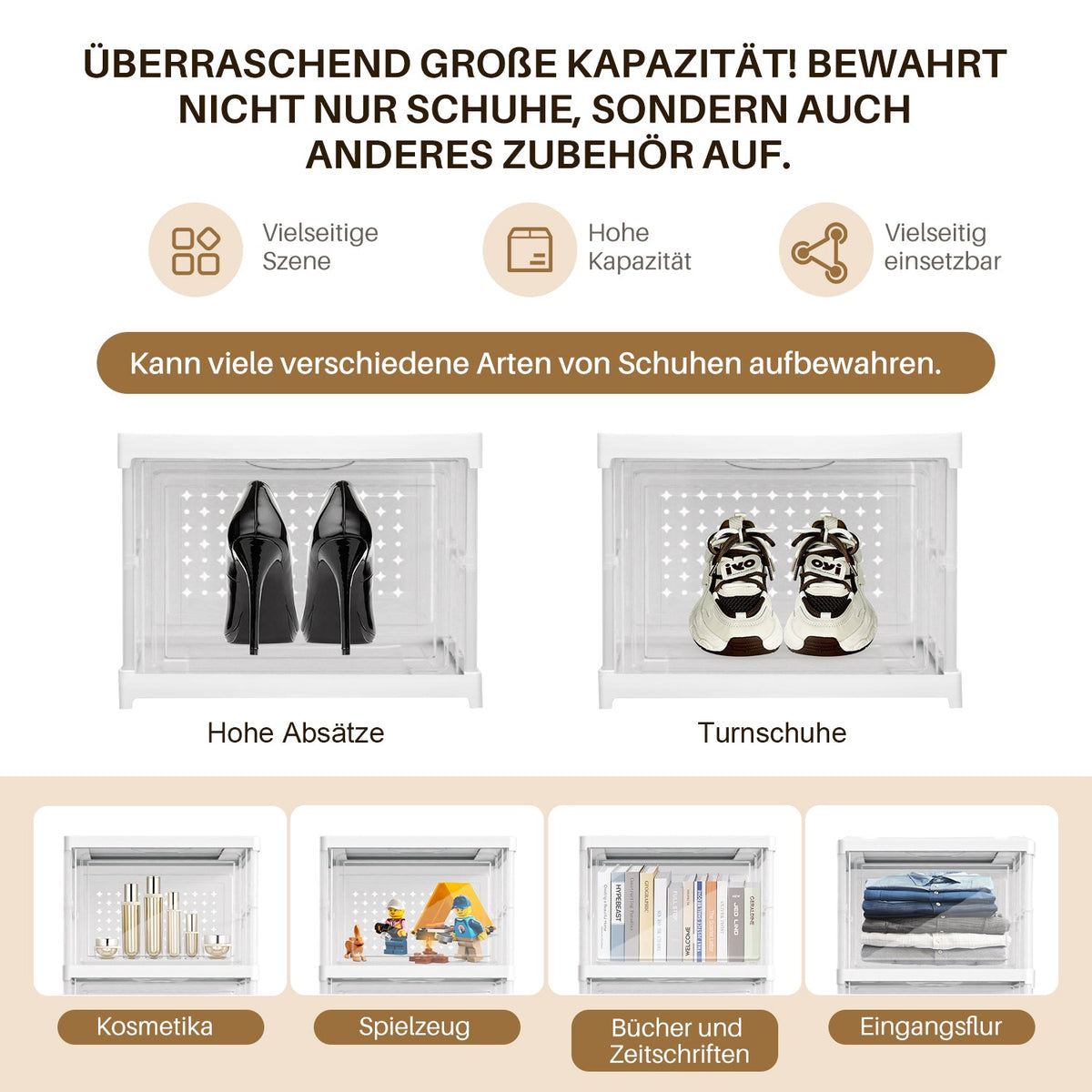 Stapelbare Schuhboxen, 6 Ebenen
