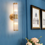 1/2-Light Korridor-Wandleuchte, moderner goldener Wandstrahler mit zylindrischem Klarglasschirm