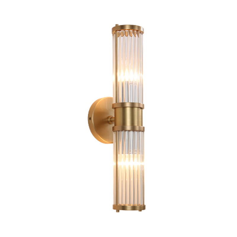 1/2-Light Korridor-Wandleuchte, moderner goldener Wandstrahler mit zylindrischem Klarglasschirm