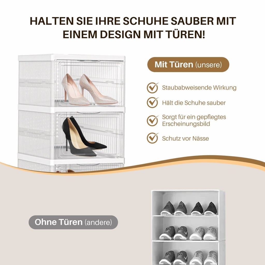 Stapelbare Schuhboxen, 6 Ebenen