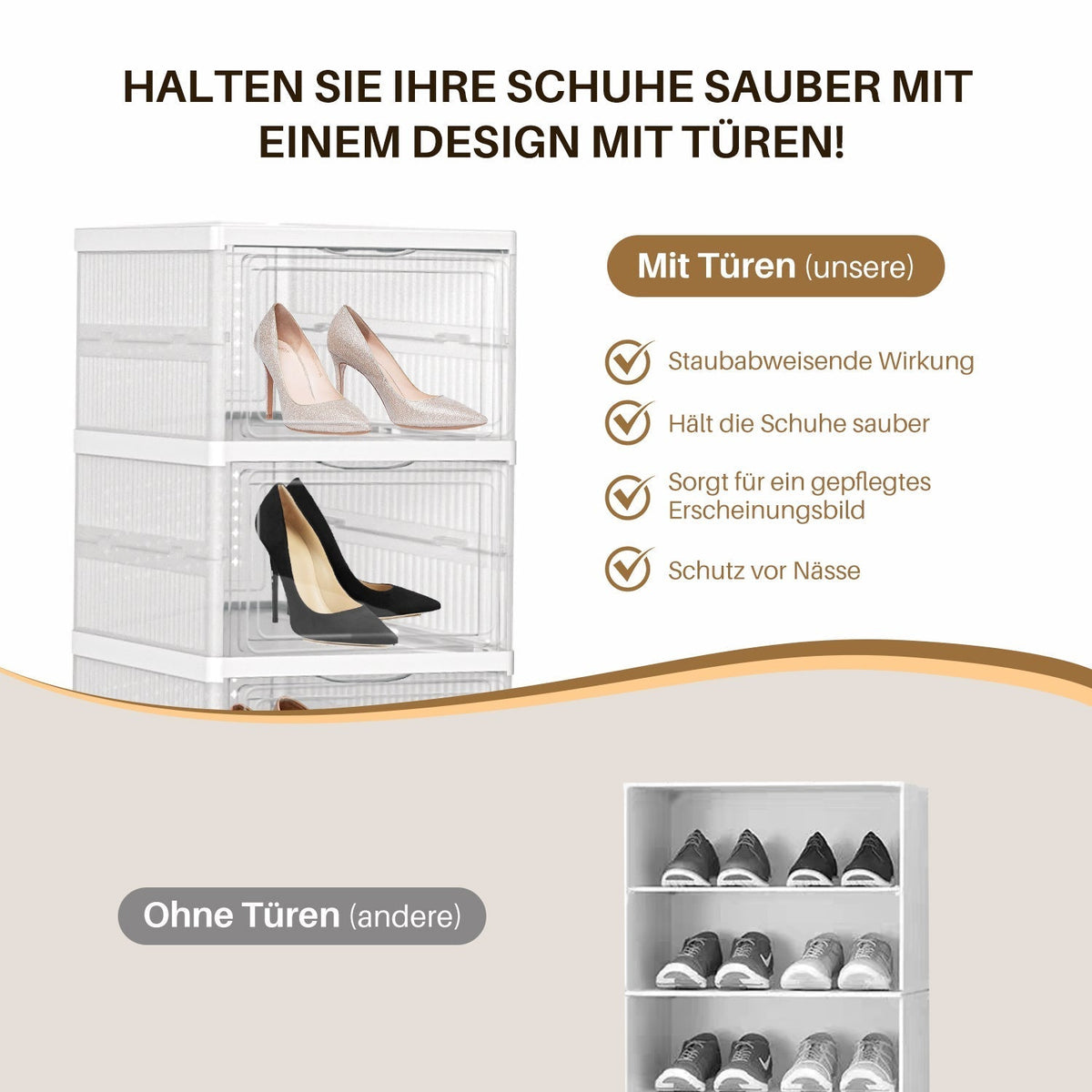 Stapelbare Schuhboxen, 6 Ebenen