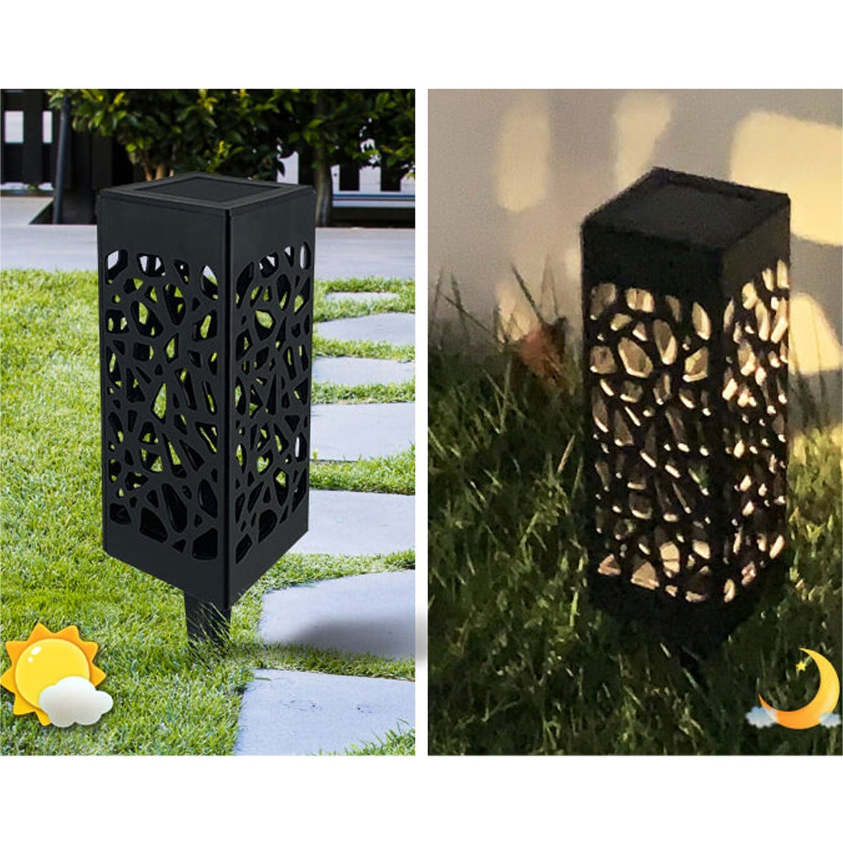 LED-Solar-Gartenleuchte in quadratischer Säulenform