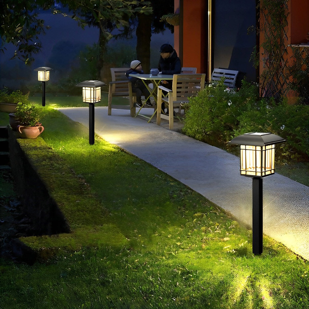 2er-Set Vintage quadratische, wasserdichte LED-Solar-Rasenleuchten