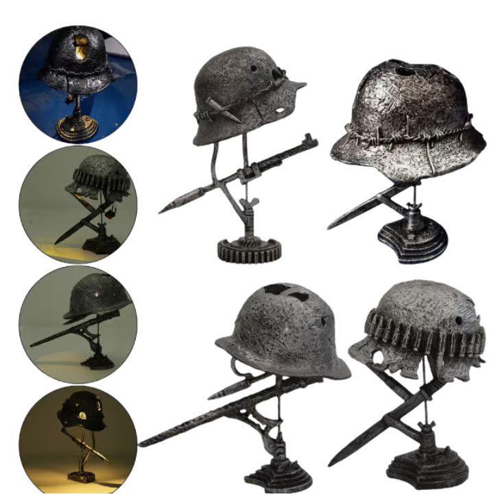 AntiqueLume | Vintage-Tischleuchte Stahlhelm