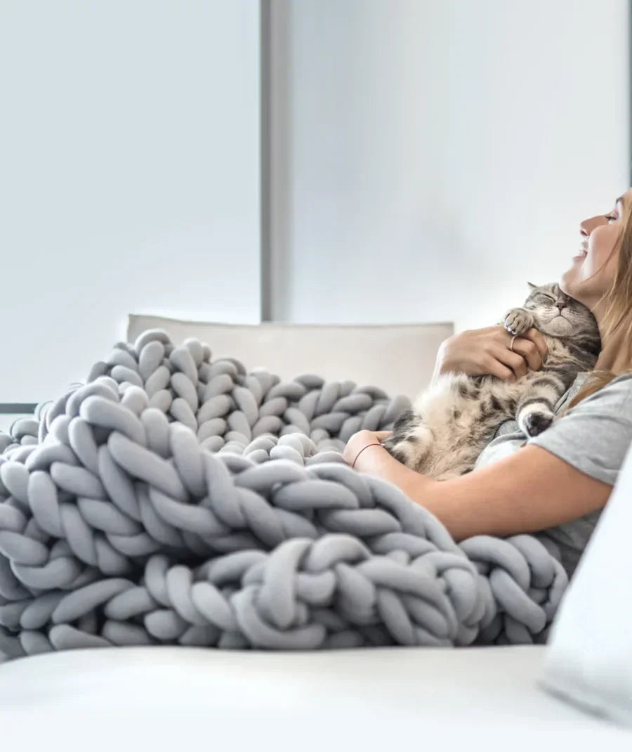 Chunky Knit Handmade Weighted Throw