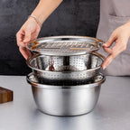 3-in-1 Rührschüssel-Set aus Edelstahl mit Reibe und Sieb