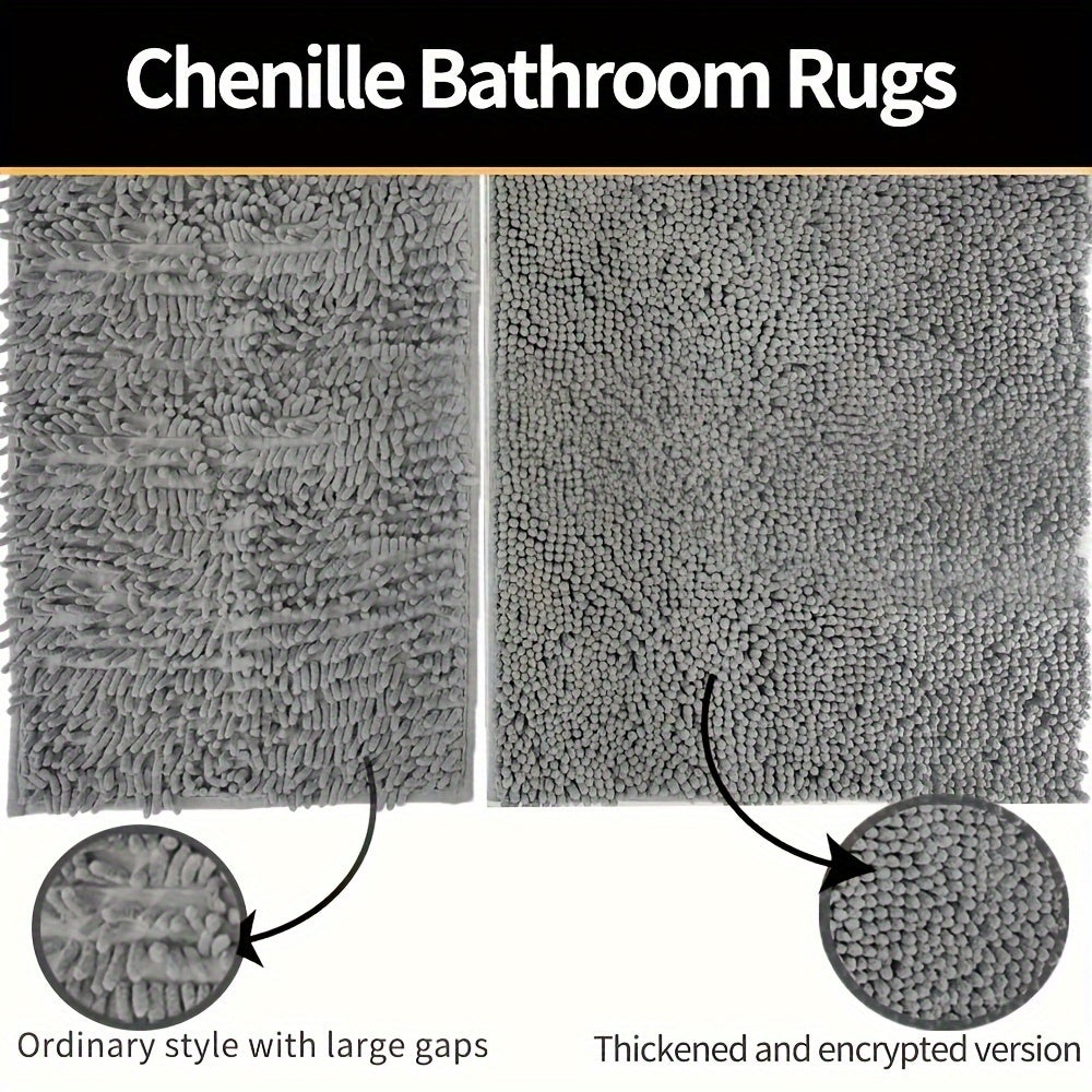 LuxeChen Round Chenille Bath Mat