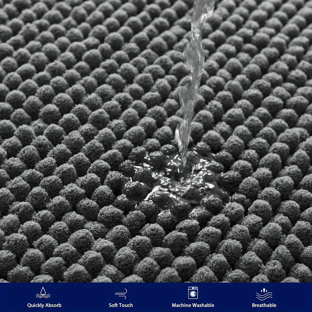 LuxeChen Round Chenille Bath Mat