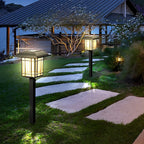 2er-Set Vintage quadratische, wasserdichte LED-Solar-Rasenleuchten