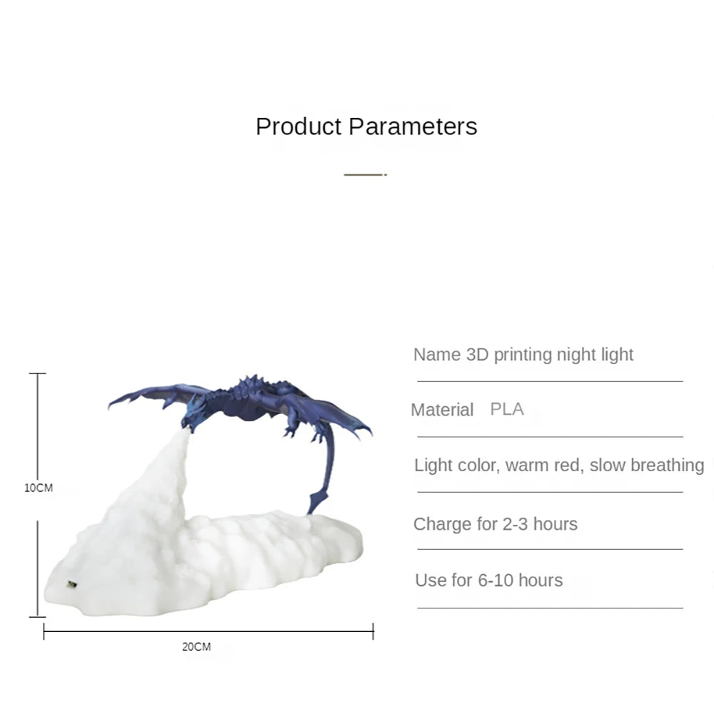 3D-Druck LED-Feuerdrachen-Nachtlampe