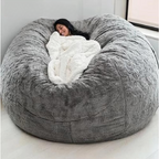 Großer 150 cm flauschiger Kunstfell-Sitzsack-Bezug – Lounge-Sofa (nur Bezug)
