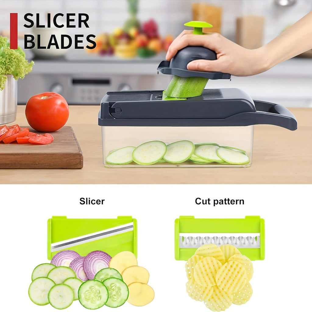 16-in-1 Multifunctional Vegetable Cutter with Catch Container