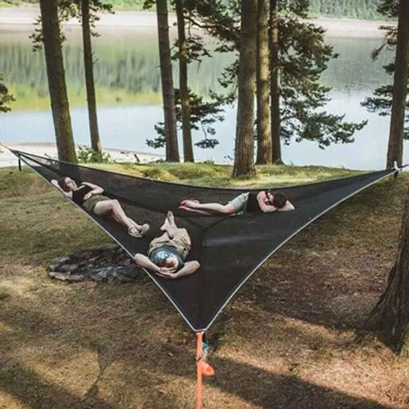Camping-Hängematte für mehrere Personen mit 3-Punkt-Befestigungssystem