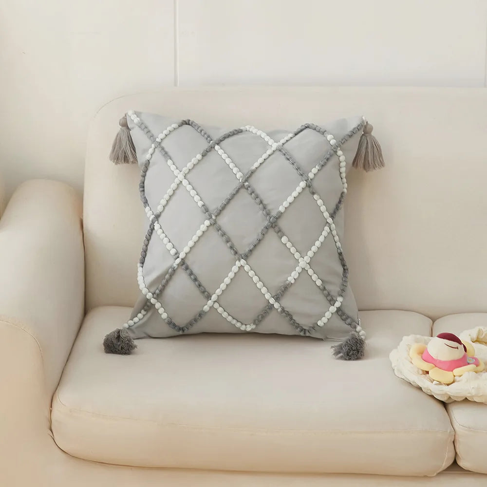 Nordic Geometric Tassel Cushion Cover