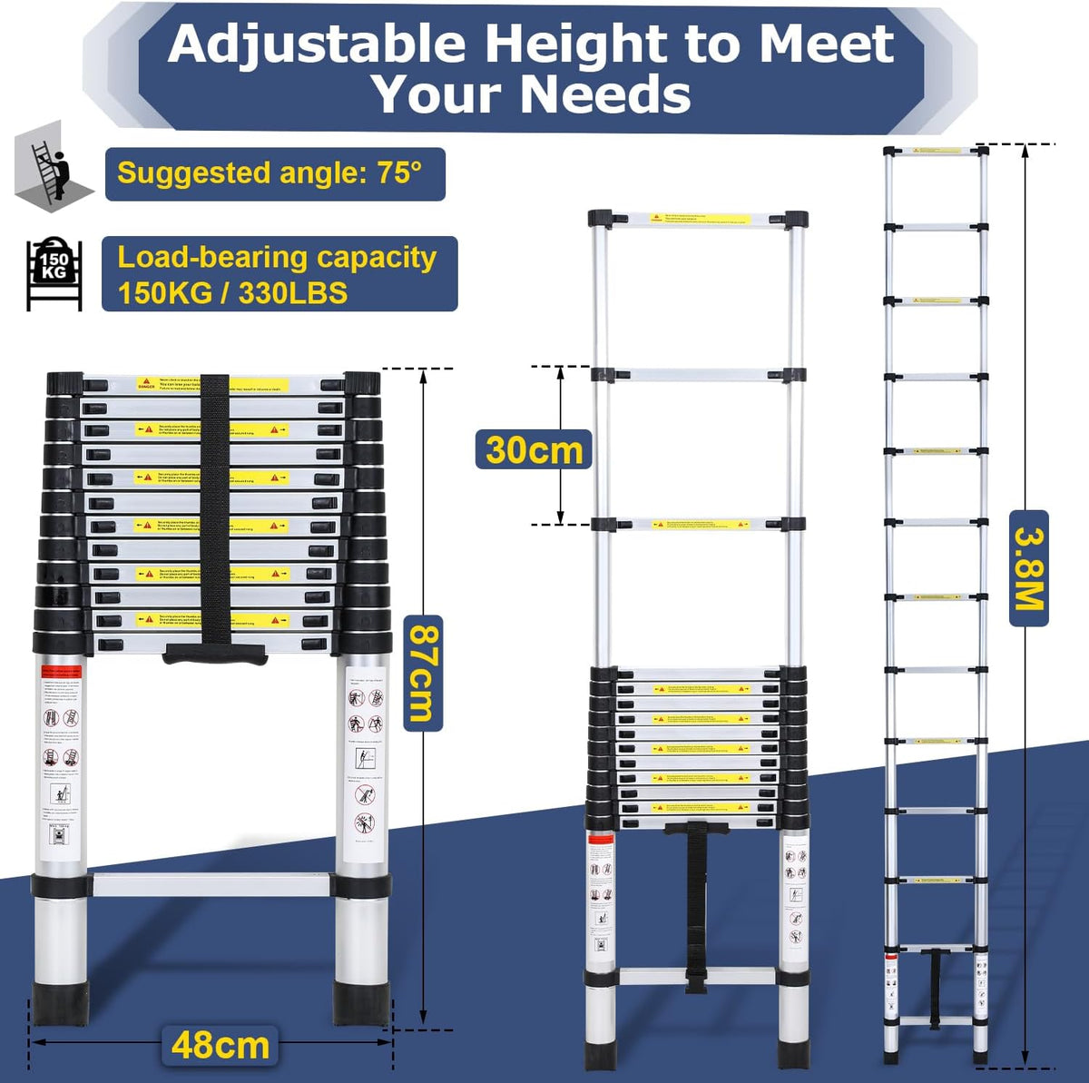 Teleskopleiter aus Aluminium bis 150kg