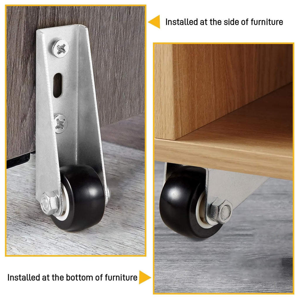 Low-Profile Side-Mount Caster Wheels for Furniture