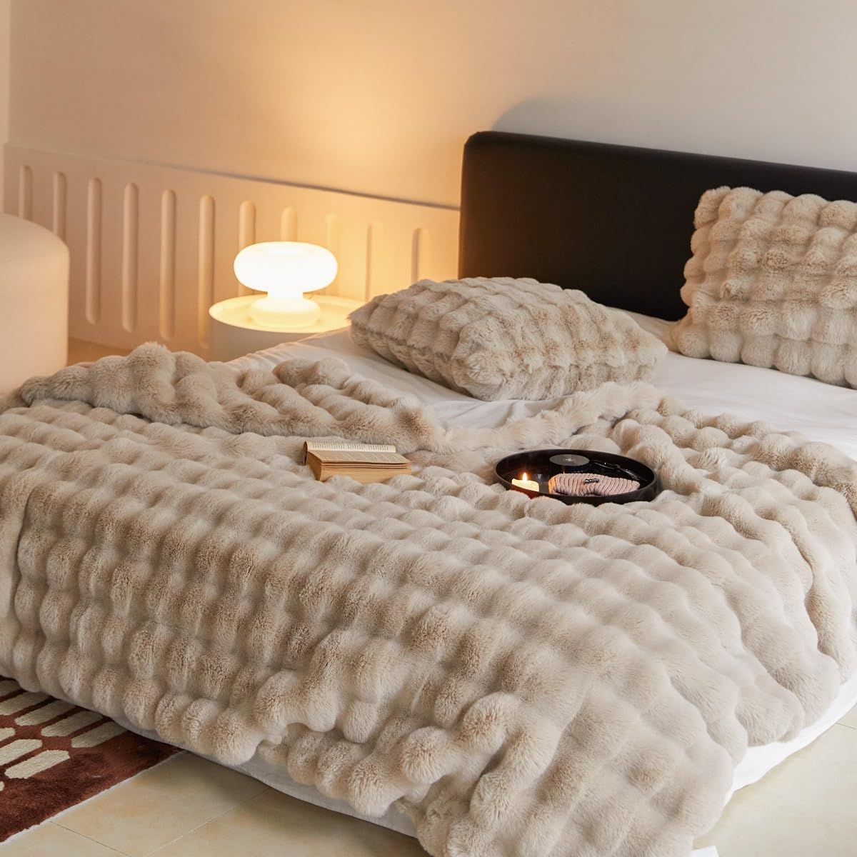 Faux Fur Chunky Knit Throw