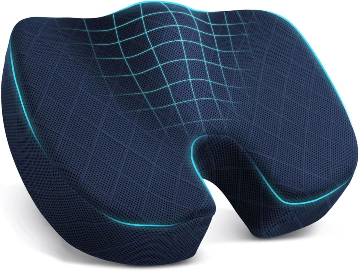 Memory Foam Seat Cushion for Office, Car and Travel with Supportive Contour