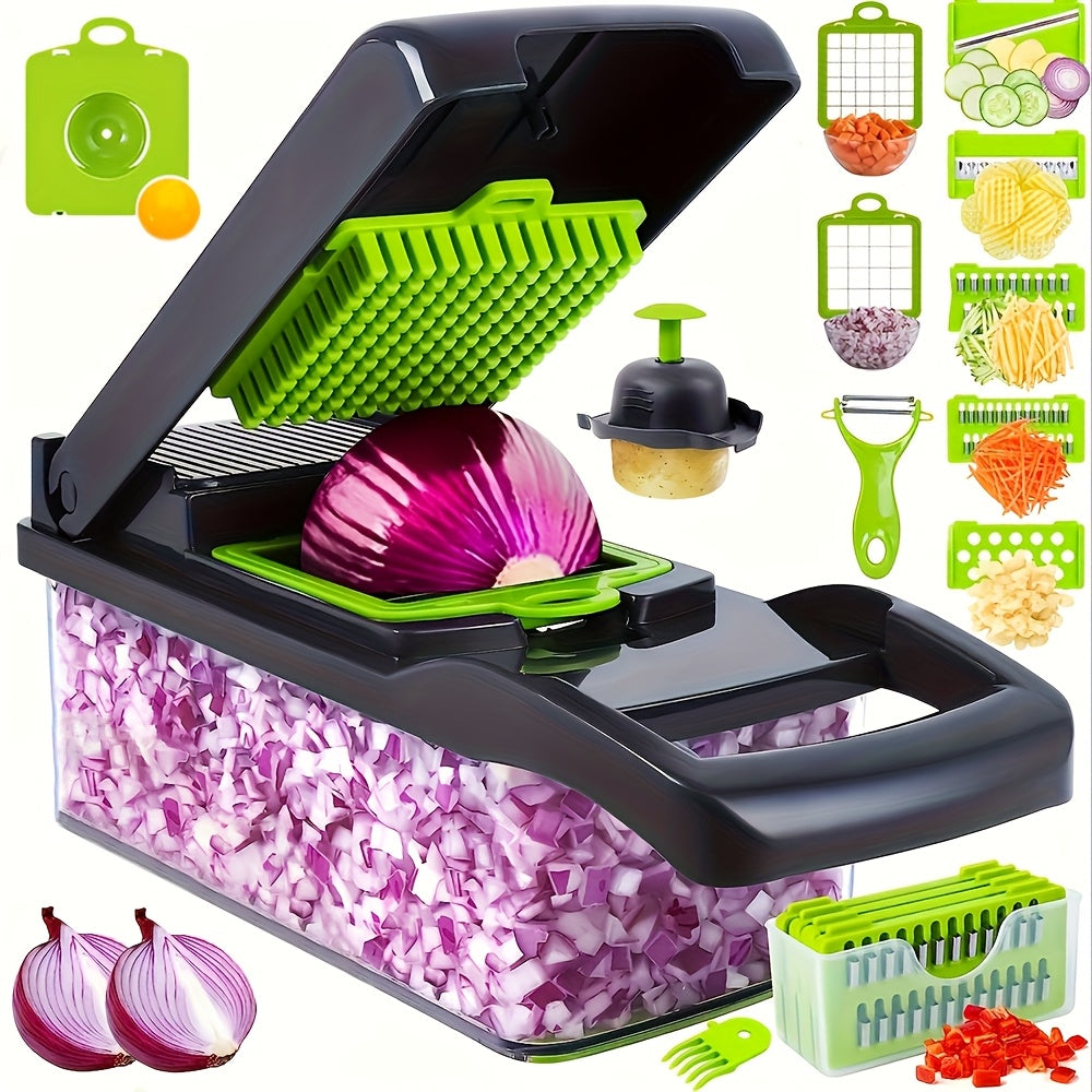 16-in-1 Multifunctional Vegetable Cutter with Catch Container