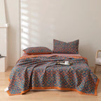 Orange & Blue Pattern Six-Layer Cotton Quilt