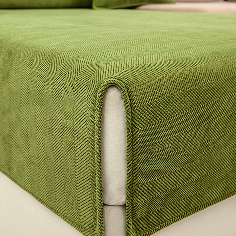 Wellen-Check Chenille-Stoff Sofabezug