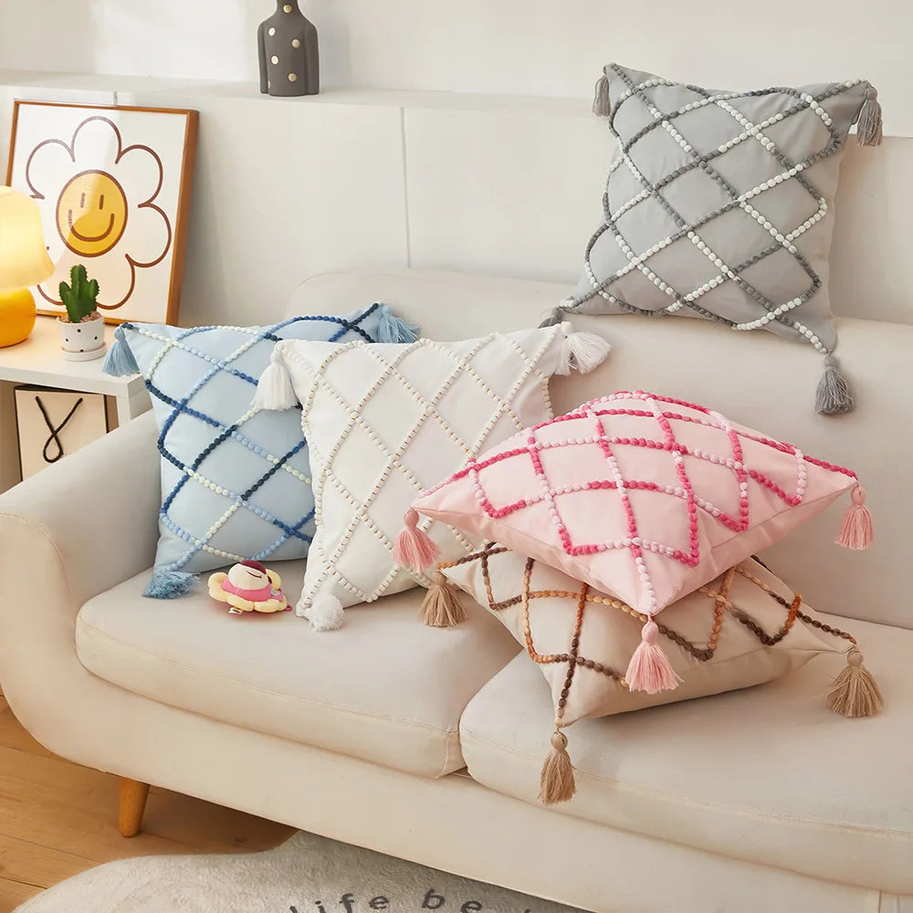 Nordic Geometric Tassel Cushion Cover
