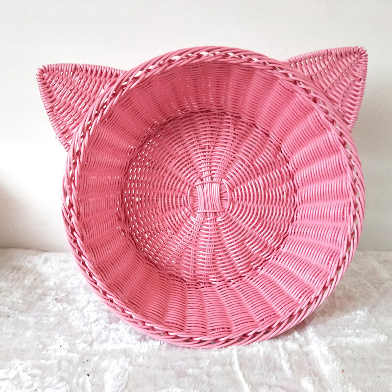 Cat Ear Woven Storage Basket