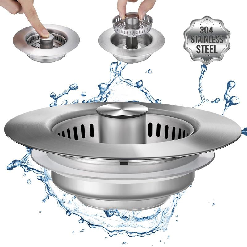 Upgrade 3-in-1 Kitchen Sink Drain Strainer