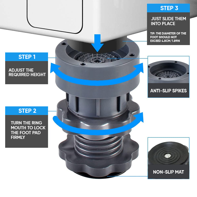 4-Piece Adjustable Washing Machine Support