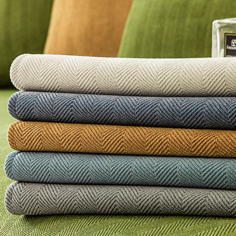 Wellen-Check Chenille-Stoff Sofabezug