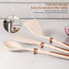 Silicone Kitchen Utensil Set with Wooden Handles