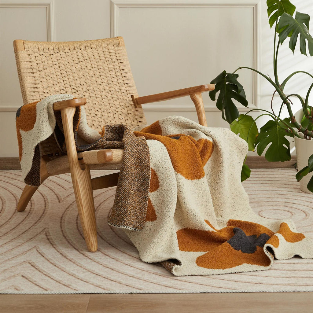 Floral Knitted Throw Blanket