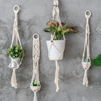 Boho-Makramee-Pflanzenhänger-Set mit handgeknüpften Quasten