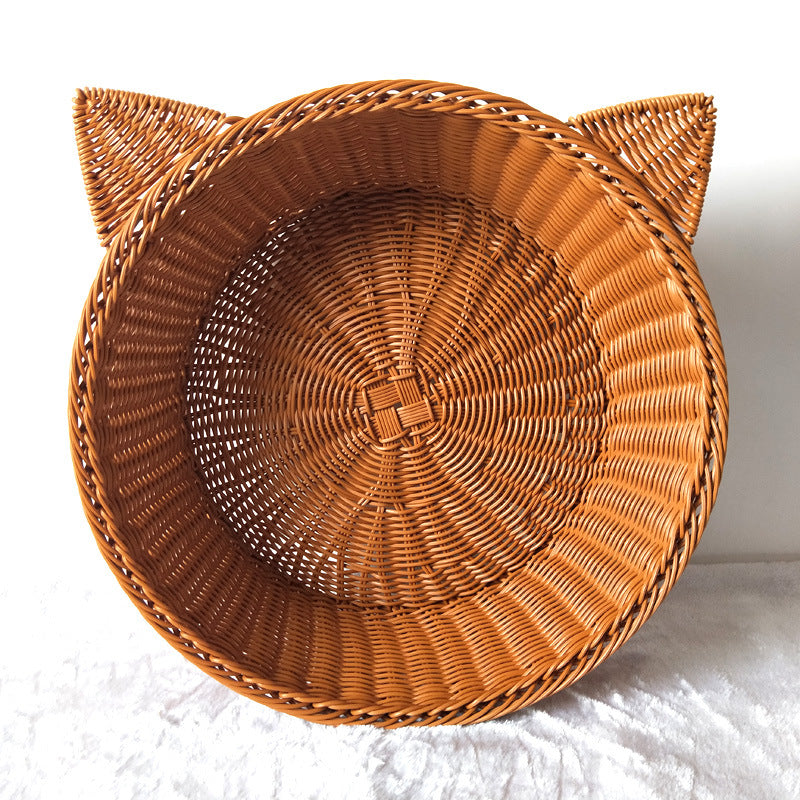 Cat Ear Woven Storage Basket