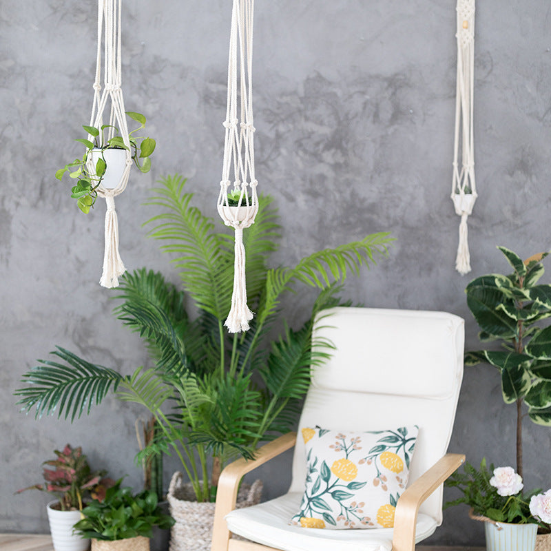 Boho-Makramee-Pflanzenhänger-Set mit handgeknüpften Quasten
